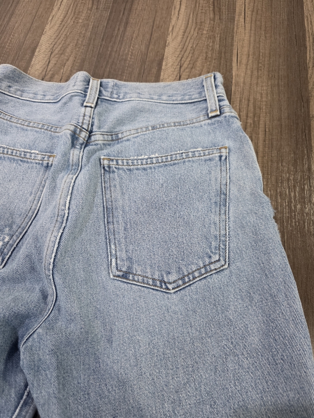Agolde 90s Pinch Waist High Rise Straight In Soundwave. Button Fly Distressed 24